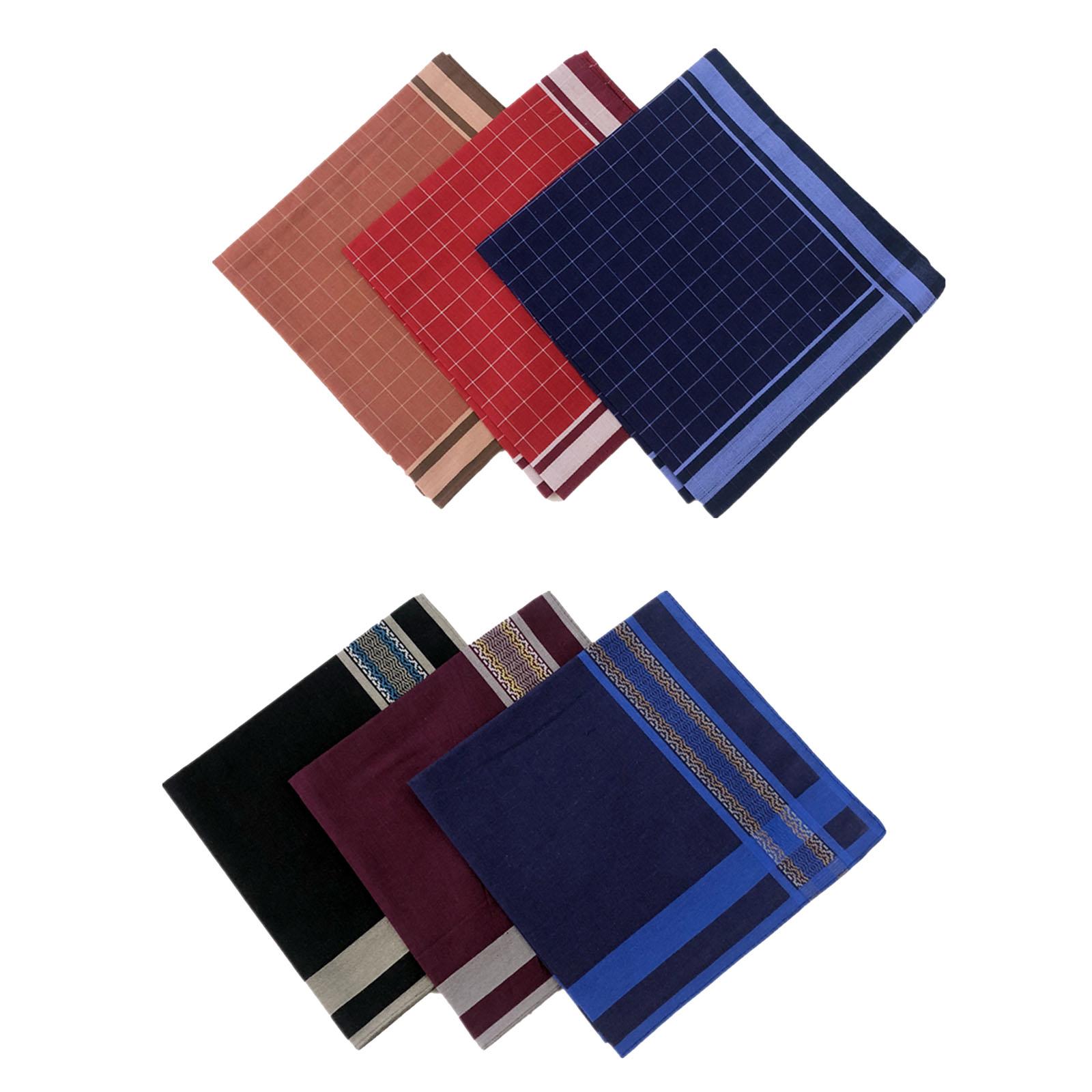 6 Pieces Dark Plaid Handkerchi - Handkerchief Cotton Men ulasan dan harga