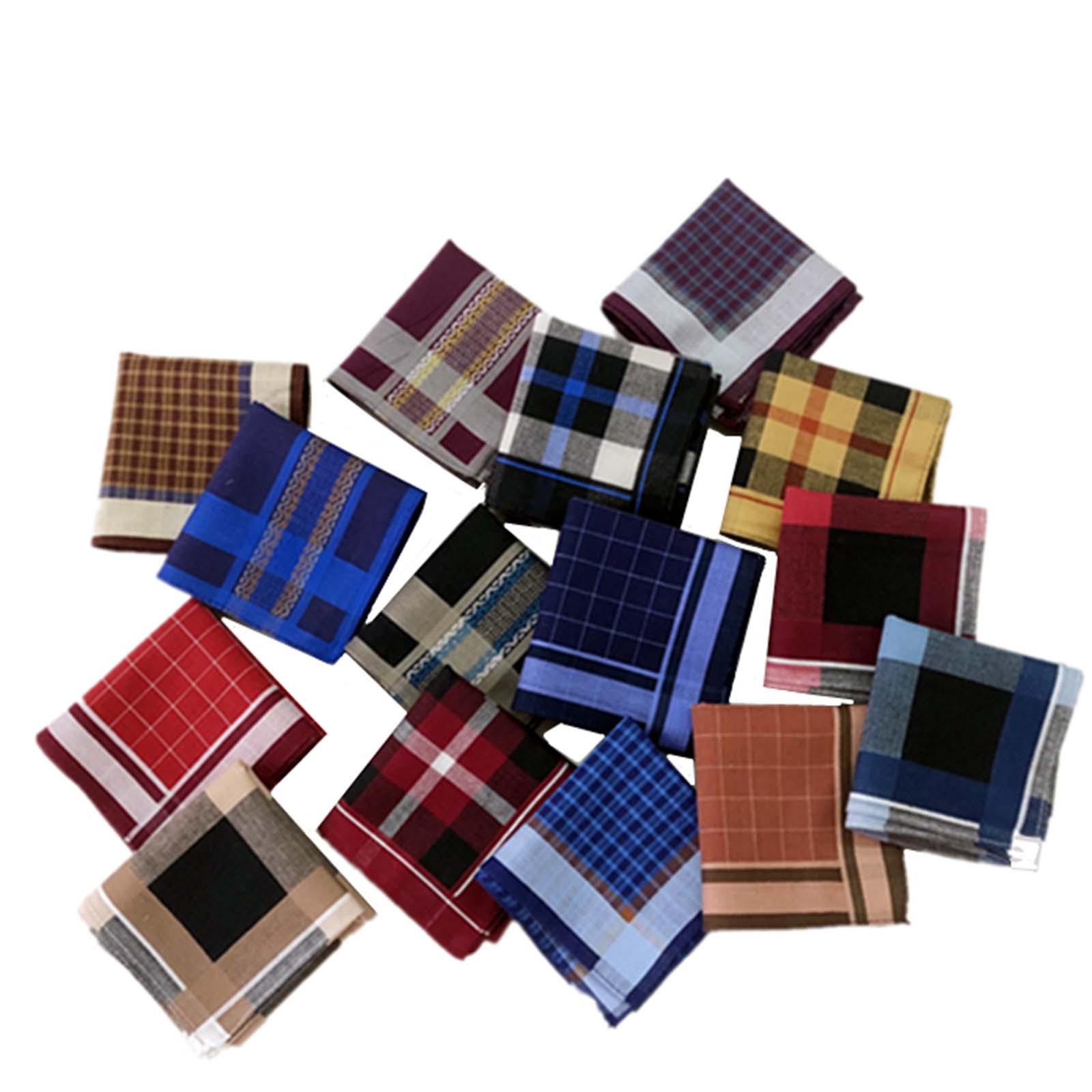 6 Pieces Dark Plaid Handkerchi - Handkerchief Cotton Men ulasan dan harga