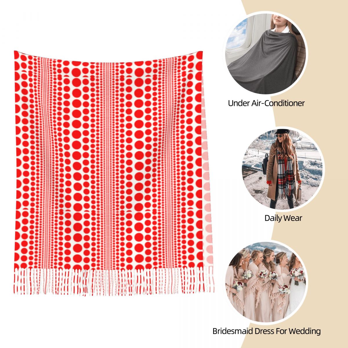 Red Infinity Polka Dots Scarf  - Infinity Scarf Knit ulasan dan harga