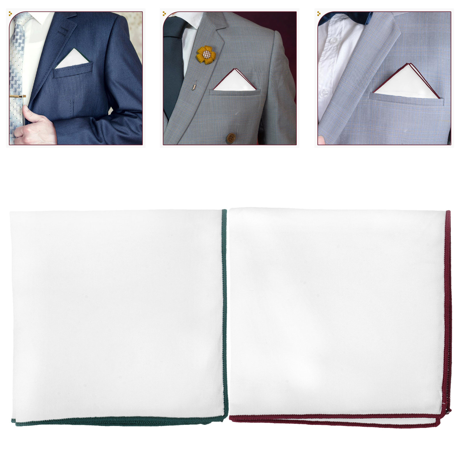 2Pcs White Simple Cotton Pocke - Handkerchief Cotton Men ulasan dan harga